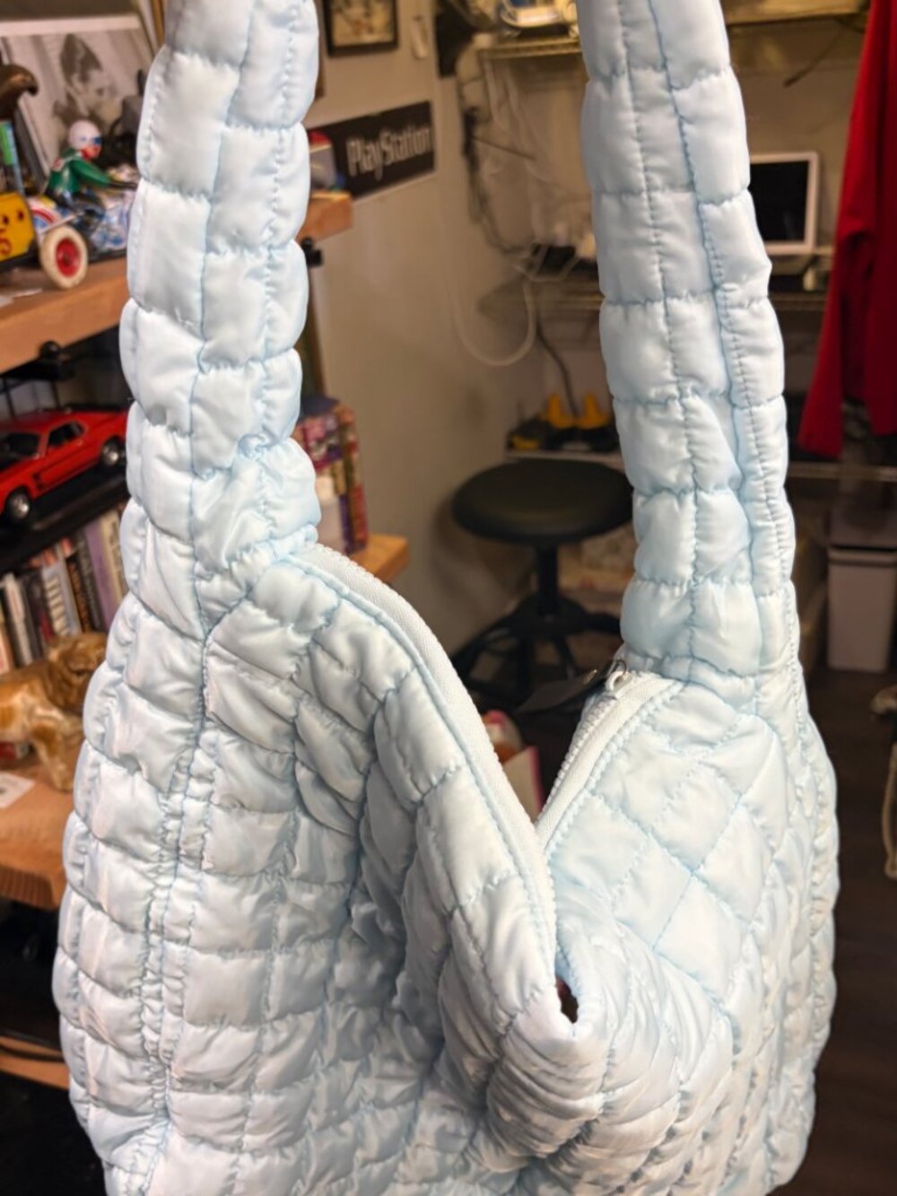 Jadelynn Brooke On Cloud Nine Light Blue Quilted Puffer Tote Bag - Picture 3 of 6